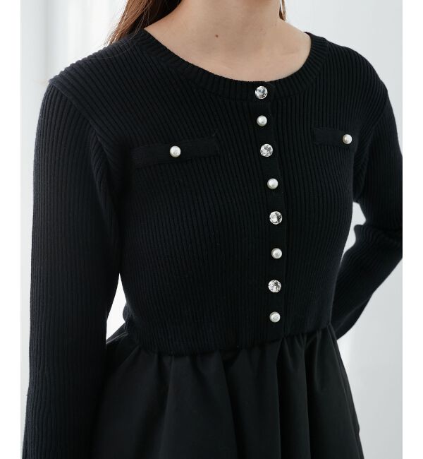  「ニットドッキングティアードミニワンピ」|ワンピース|