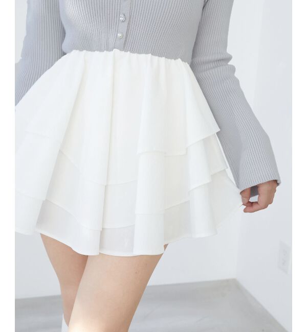  「ニットドッキングティアードミニワンピ」|ワンピース|