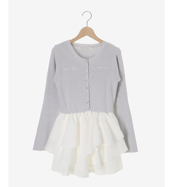  「ニットドッキングティアードミニワンピ」|ワンピース|