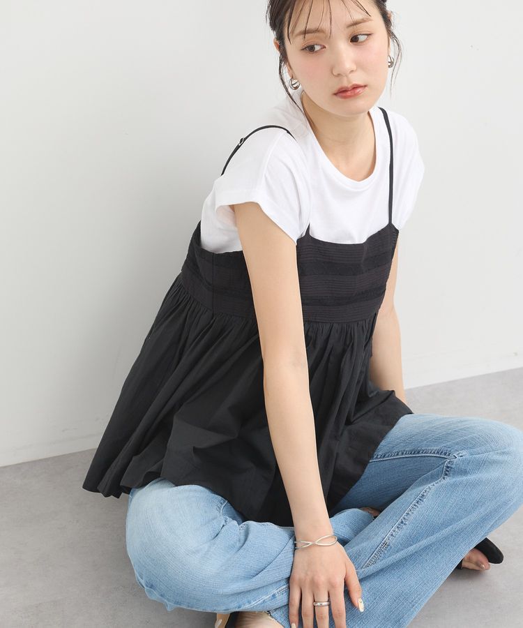 earth music&ecology「SET2点レースキャミ+フレンチTee」|Tシャツ・カットソー|