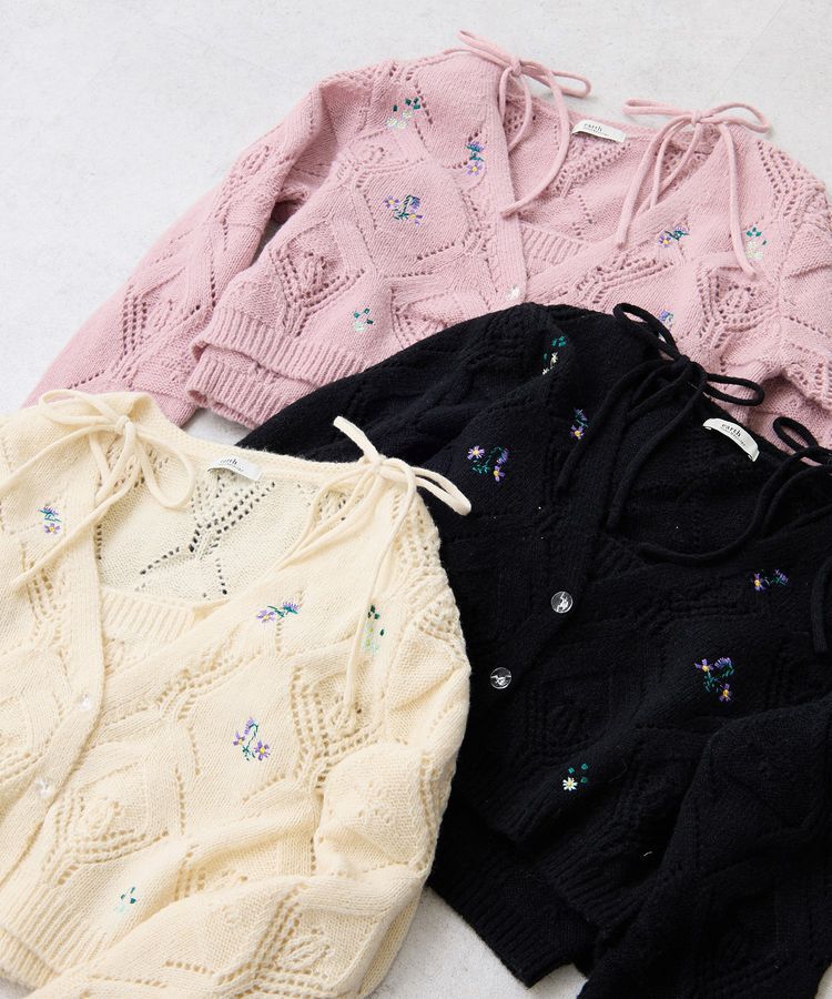 earth music&ecology「SET2点刺繍ビスチェ＋カーディガン」|カーディガン|