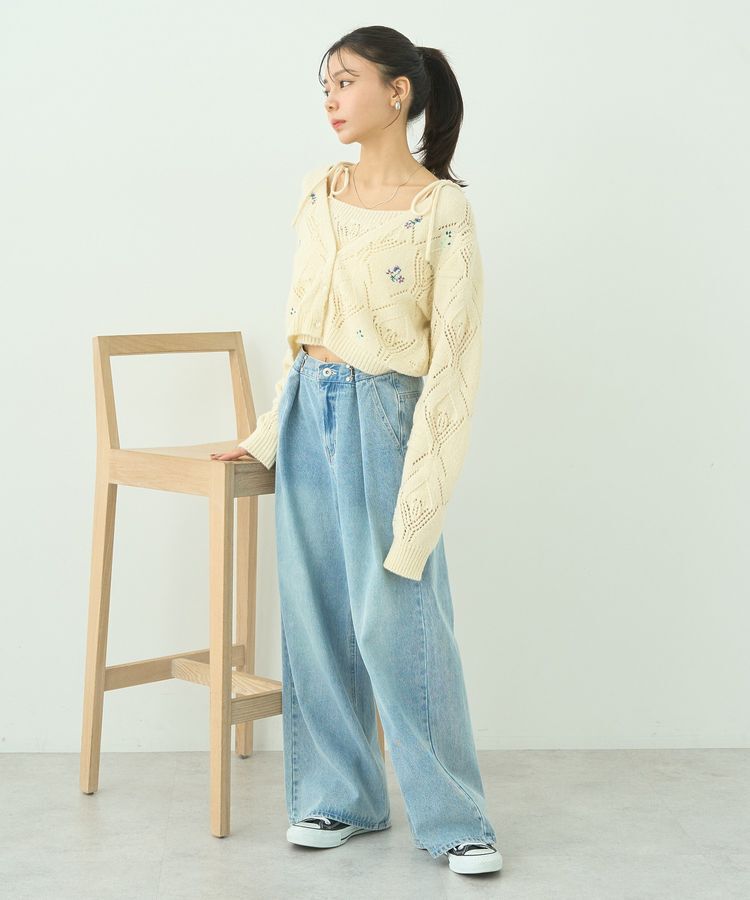 earth music&ecology「SET2点刺繍ビスチェ＋カーディガン」|カーディガン|