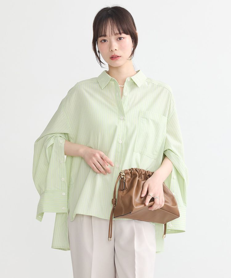 earth music&ecology「サイドスリットストライプオーバーシャツ」|シャツ・ブラウス|