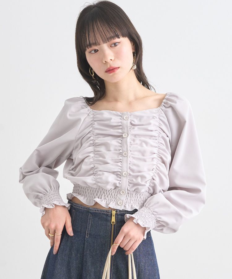 earth music&ecology「ピーチシャーリングブラウス」|シャツ・ブラウス|Light Gray