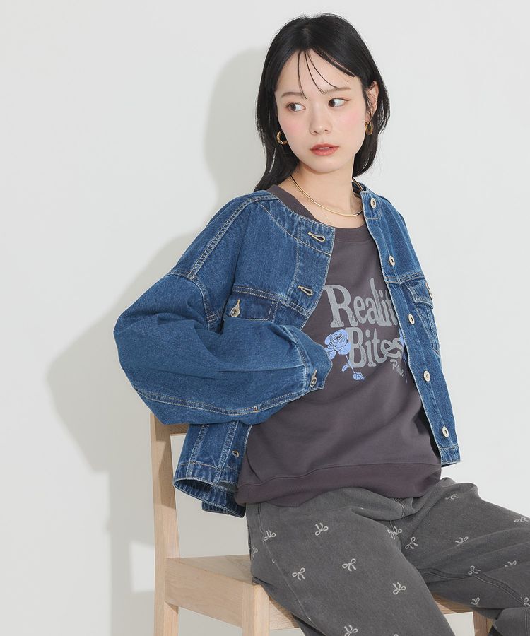 earth music&ecology「ノーカラーデニムジャケット」|テーラードジャケット|