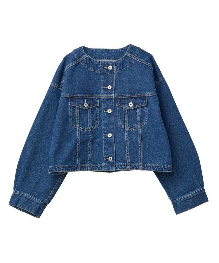 earth music&ecology「ノーカラーデニムジャケット」|テーラードジャケット|