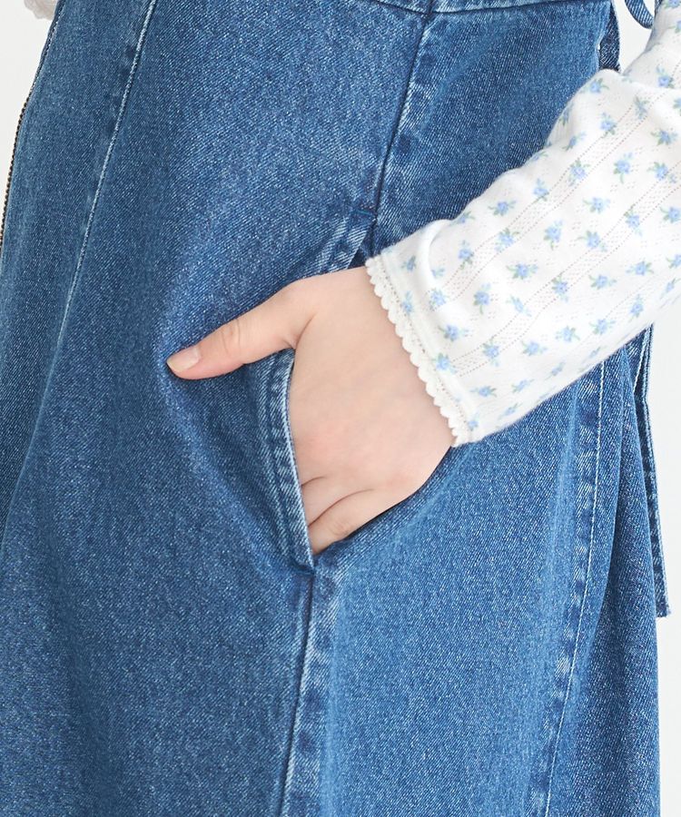 earth music&ecology「バックレースアップデニムキャミワンピース」|ワンピース|