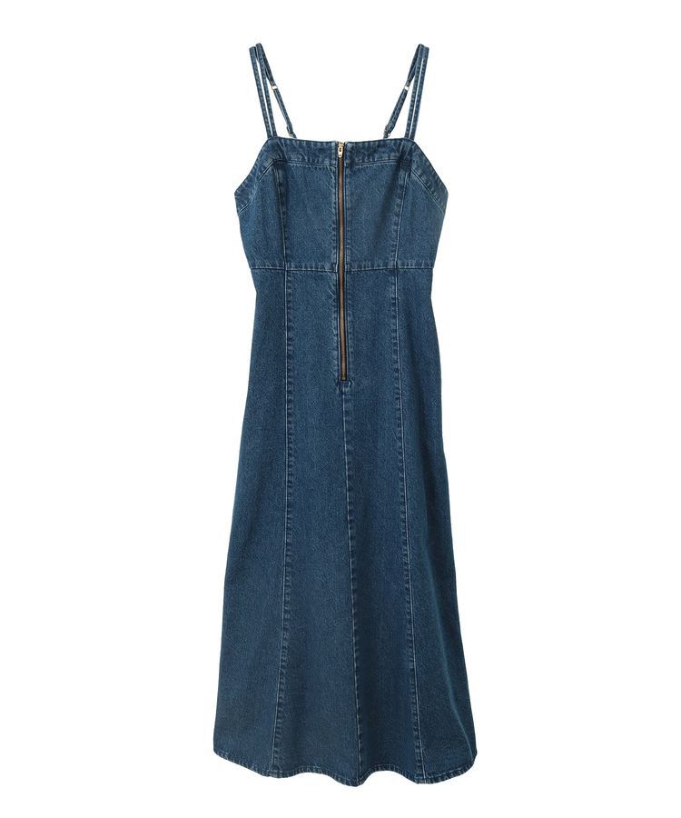 earth music&ecology「バックレースアップデニムキャミワンピース」|ワンピース|