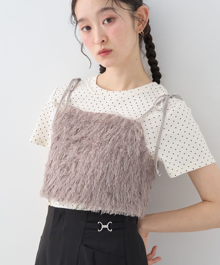 earth music&ecology「ラメミックスフェザービスチェ」|ベスト・ジレ|