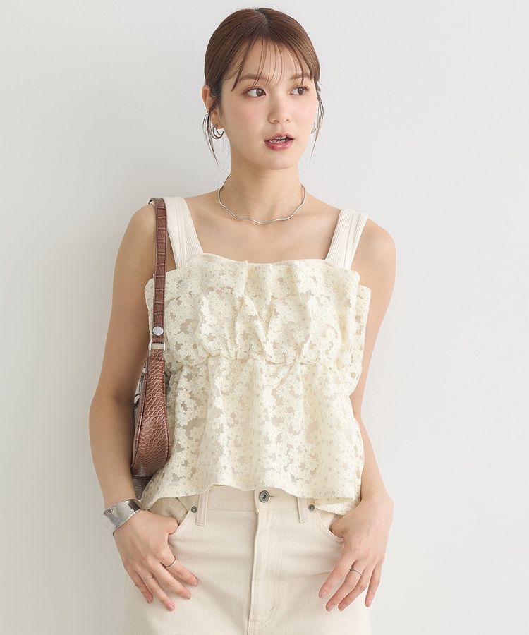 earth music&ecology「キラキラフラワー刺繍ビスチェ」|ベスト・ジレ|