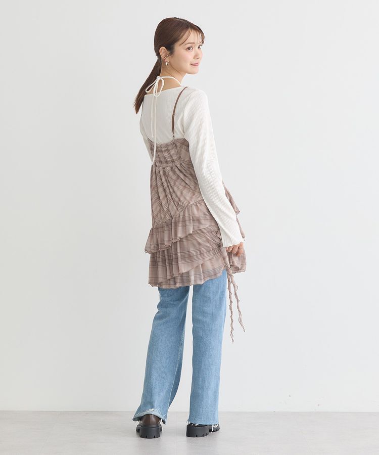 earth music&ecology「フロントリボンチェックミニキャミワンピース」|ワンピース|