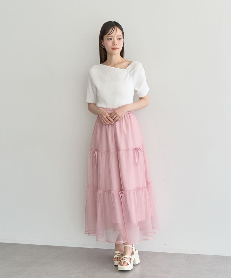 earth music&ecology「アシメネックリブニットプルオーバー」|ニット・セーター|