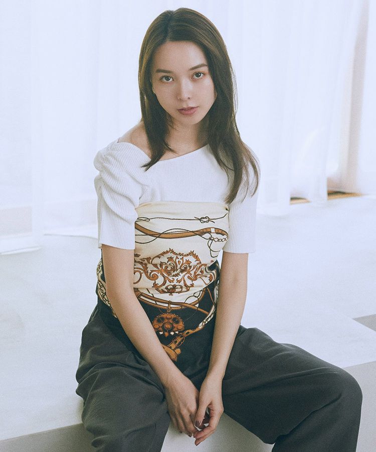 earth music&ecology「アシメネックリブニットプルオーバー」|ニット・セーター|