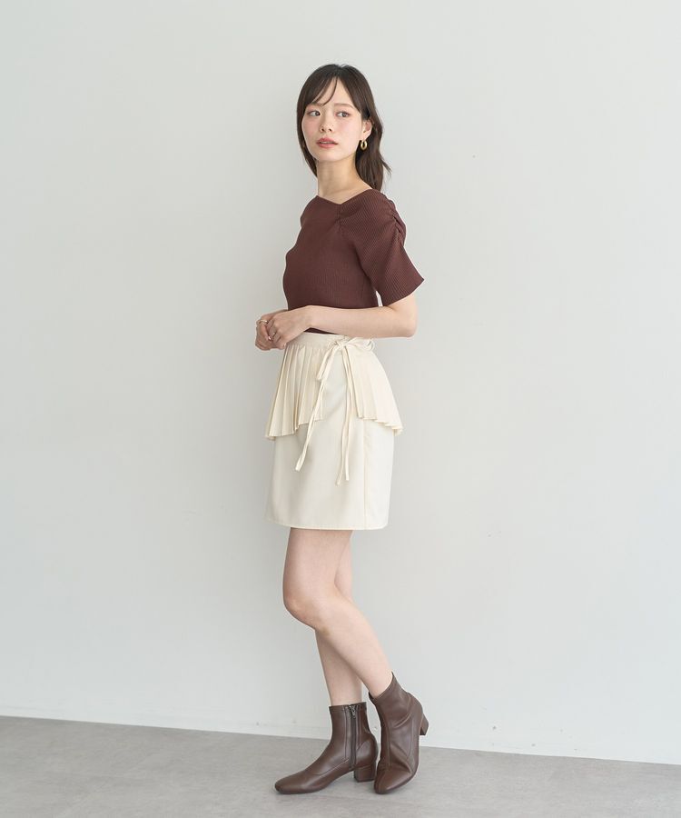 earth music&ecology「アシメネックリブニットプルオーバー」|ニット・セーター|