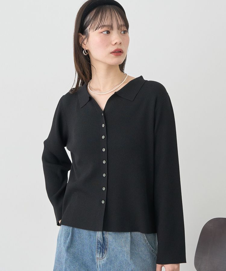 earth music&ecology「襟付きニットカーディガン」|カーディガン|