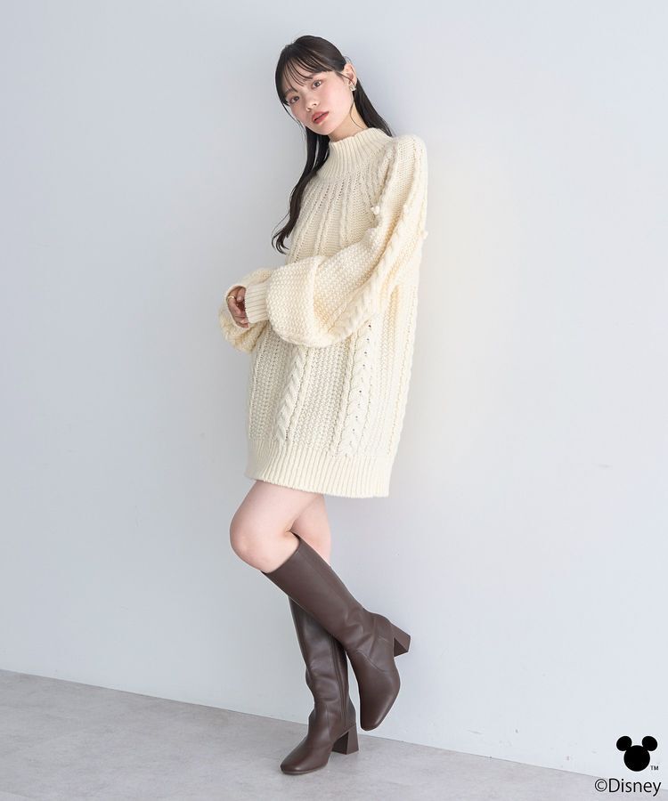 earth music&ecology「Disney/ポイントミッキーケーブルニット」|ニット・セーター|