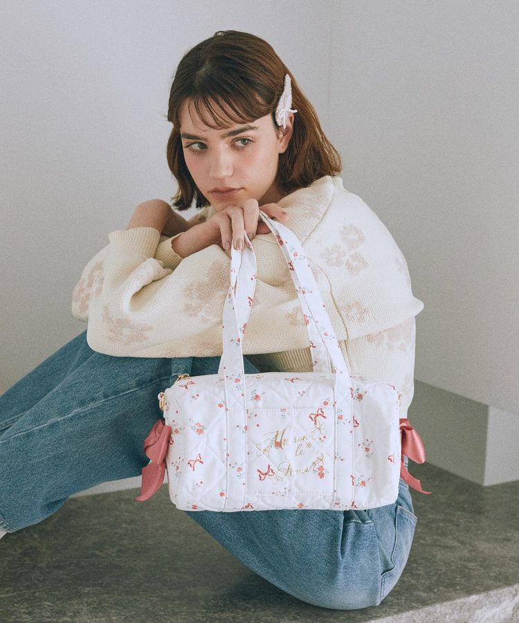 Maison de FLEUR「フラワーリボンプリント2Wayボストンバッグ」|トートバッグ|