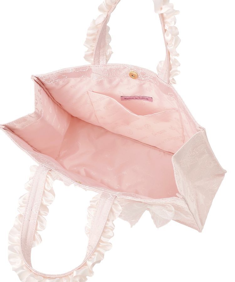Maison de FLEUR「レースリボンフリルハンドルスクエアトートSバッグ」|トートバッグ|