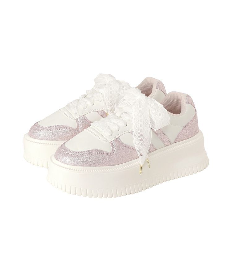 Maison de FLEUR「レースリボン厚底スニーカー」|スニーカー|