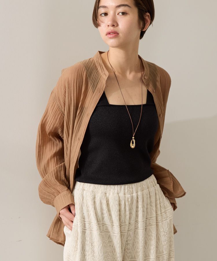 AMERICAN HOLIC「楊柳シアーバンドカラーシャツ」|シャツ・ブラウス|