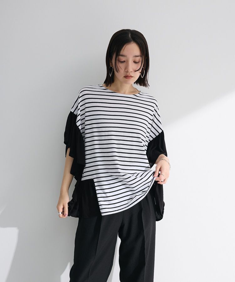 Green Parks「袖フレアドッキングカットプルオーバー」|Tシャツ・カットソー|