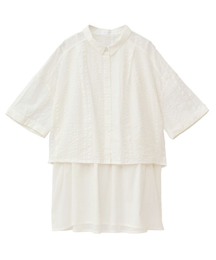 Green Parks「インド綿 SET2点 ギャザーシャツ+布帛インナー」|シャツ・ブラウス|