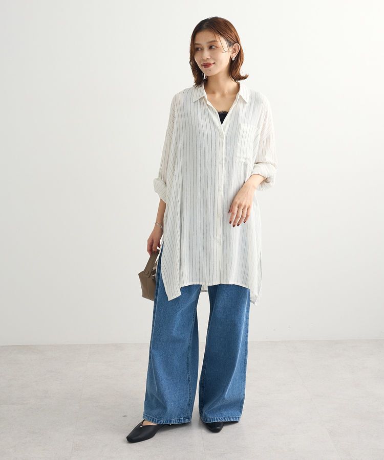 Green Parks「ターンバック長袖レーヨンチュニック」|チュニック|