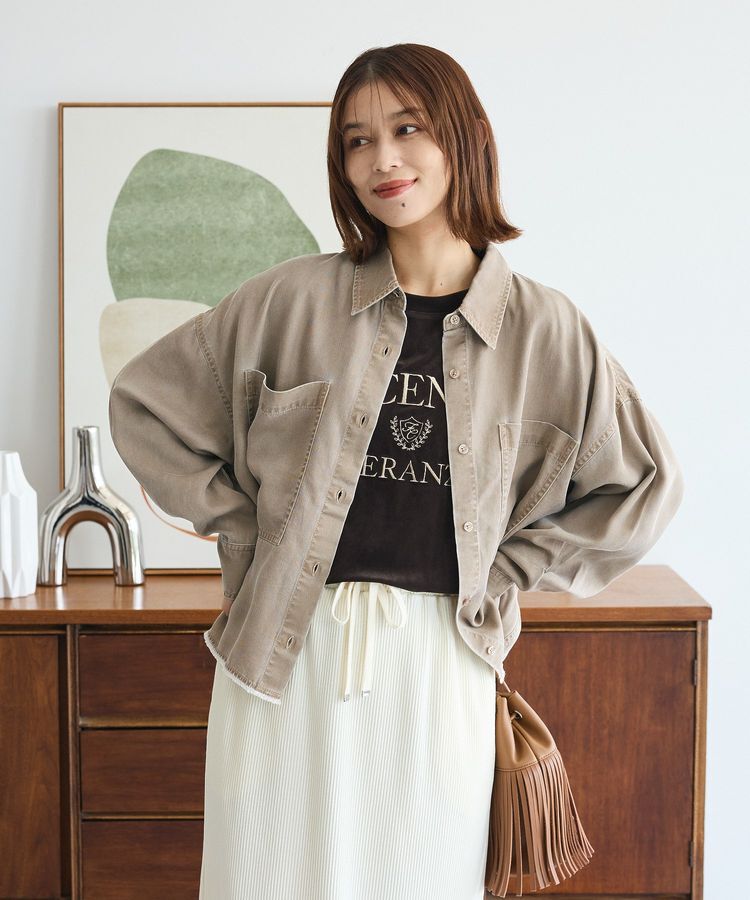 Green Parks「裾フリンジヴィンテージ風シャツ」|シャツ・ブラウス|Brown