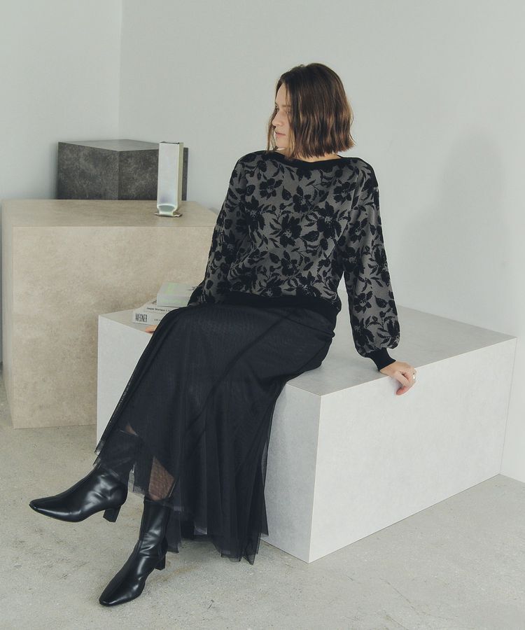 YECCA VECCA「レイヤードチュールマーメイドスカート」|スカート|Charcoal Gray