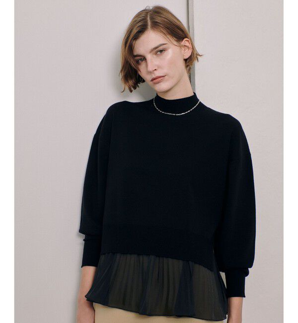 allureville「セットシアーペプラムプルオーバー」|ニット・セーター|ブラック