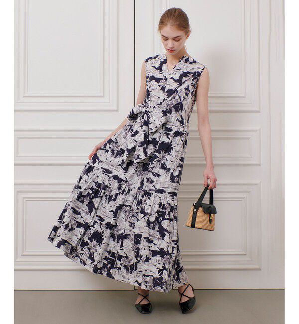 LOULOU WILLOUGHBY「【LOULOU WILLOUGHBY】サマーナイトプリント リボンワンピース」|ワンピース|