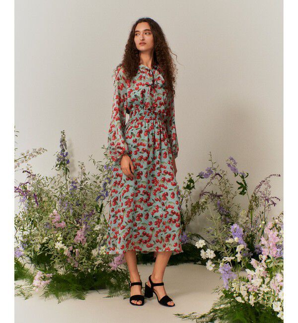 LOULOU WILLOUGHBY「【LOULOU WILLOUGHBY】LISAチェリープリント リボンワンピース」|ワンピース|