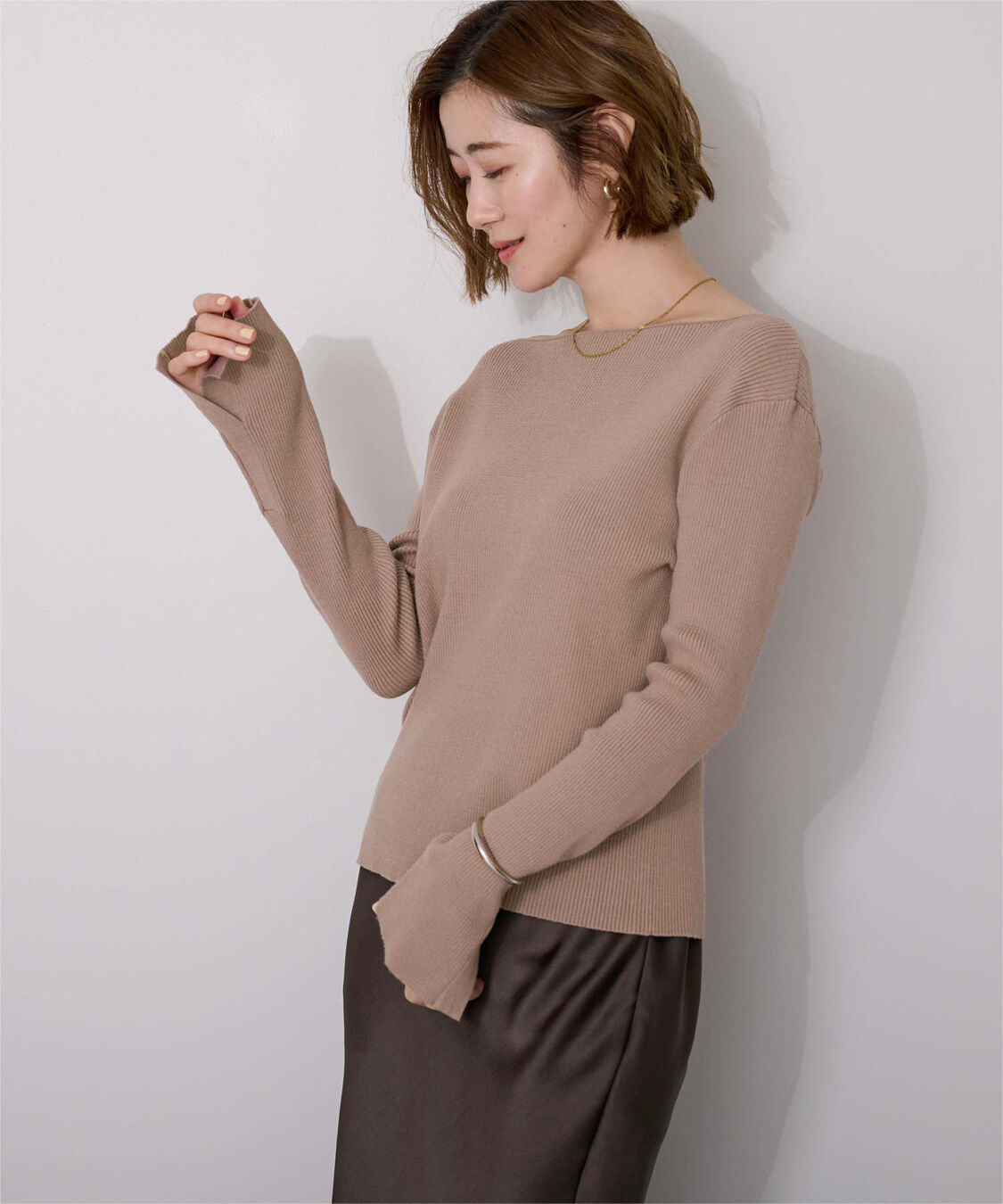 ur's「ボートネックスリットスリーブリブニット」|ニット・セーター|