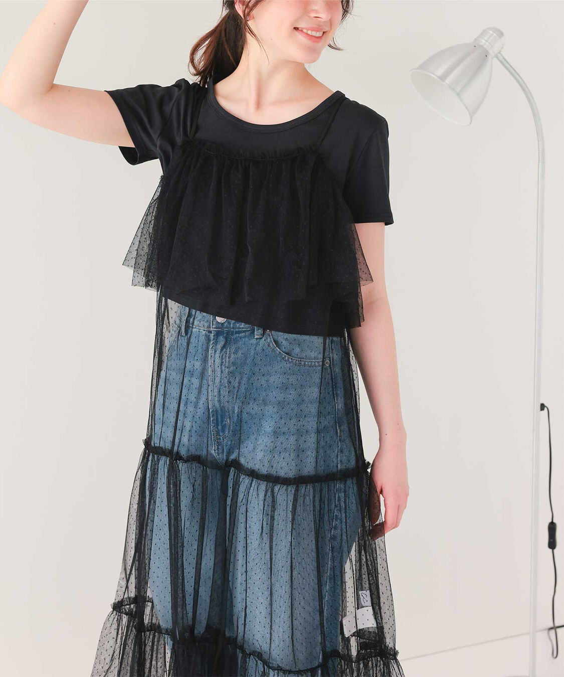 titivate「チュールフリルキャミワンピース」|ワンピース|