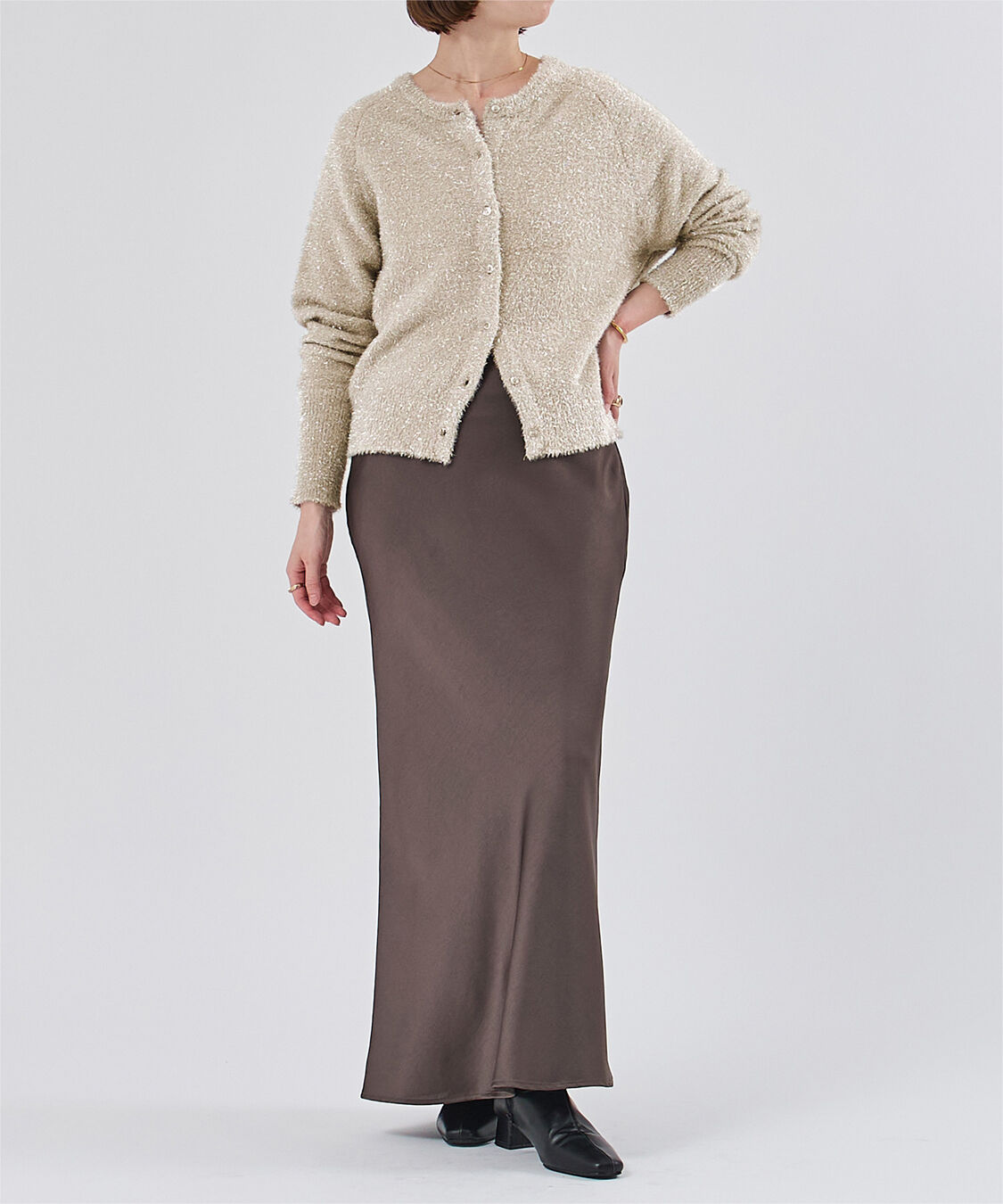 ur's「クルーネックラメカーディガン」|ニット・セーター|