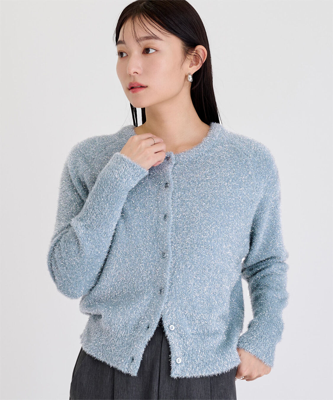 ur's「クルーネックラメカーディガン」|ニット・セーター|