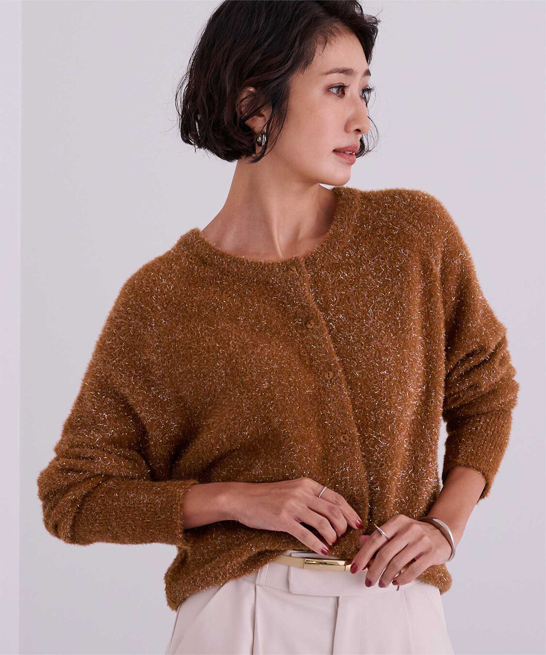 ur's「クルーネックラメカーディガン」|ニット・セーター|