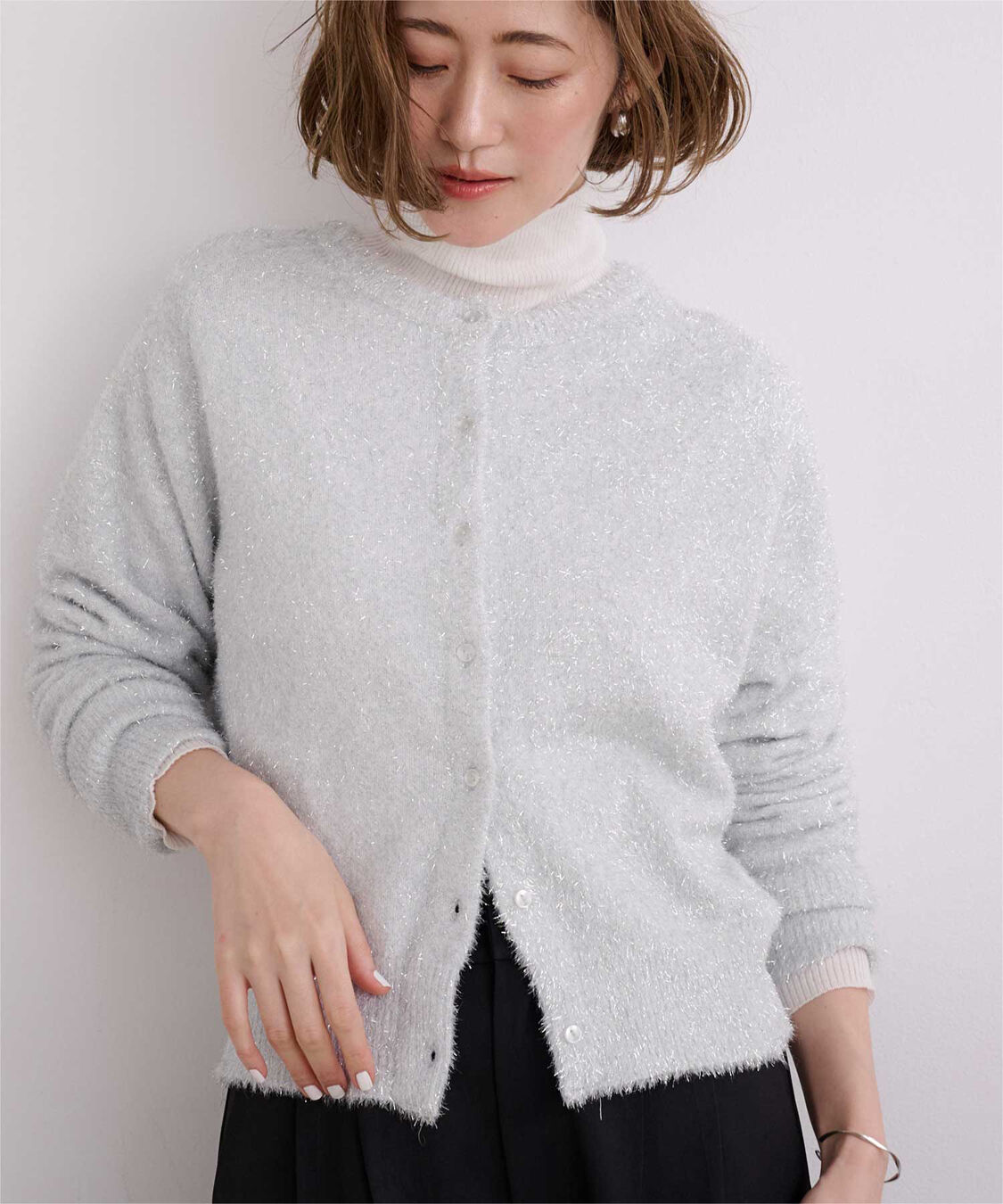 ur's「クルーネックラメカーディガン」|ニット・セーター|