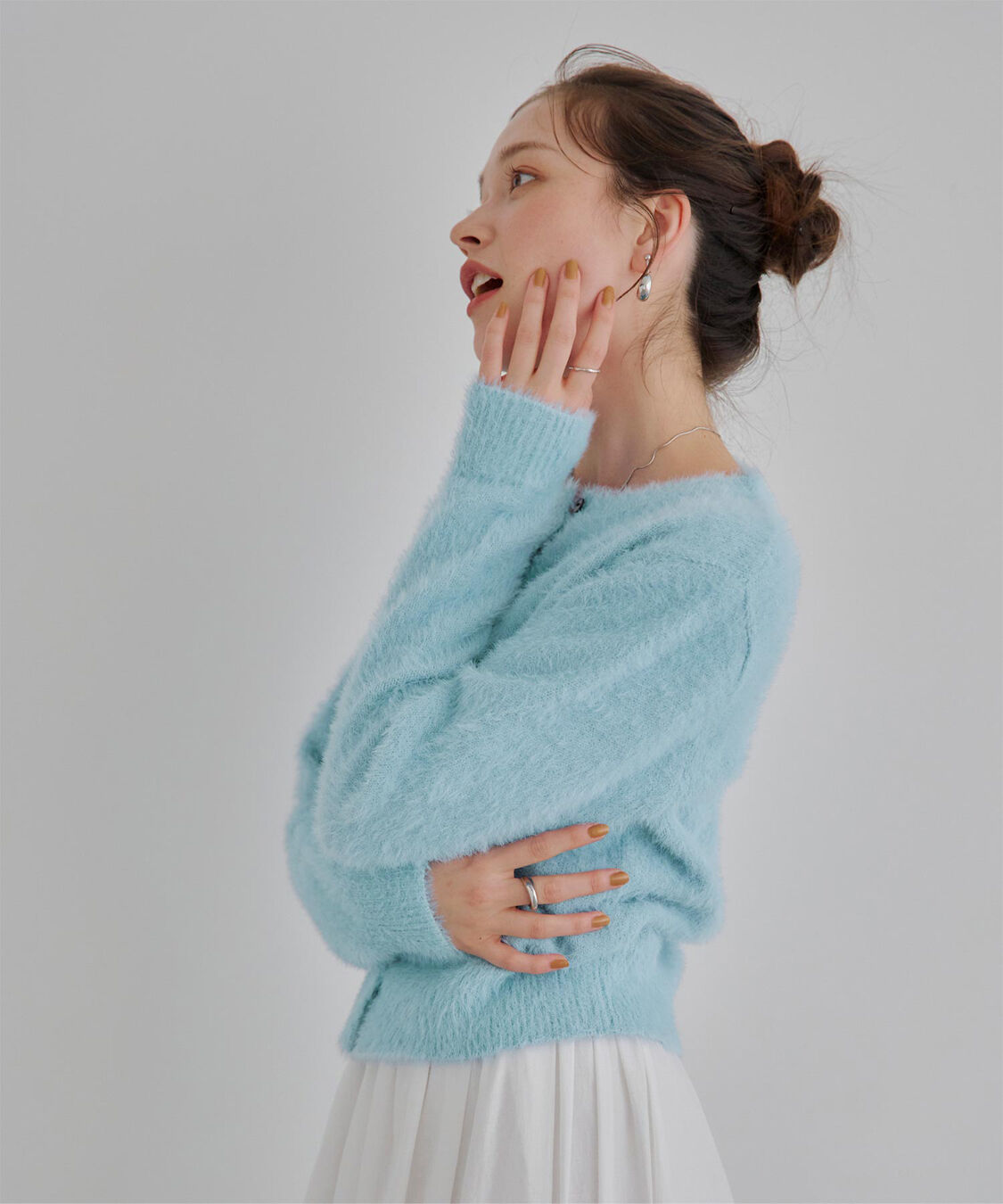 titivate「クルーネックミニシャギーニットカーディガン」|ニット・セーター|