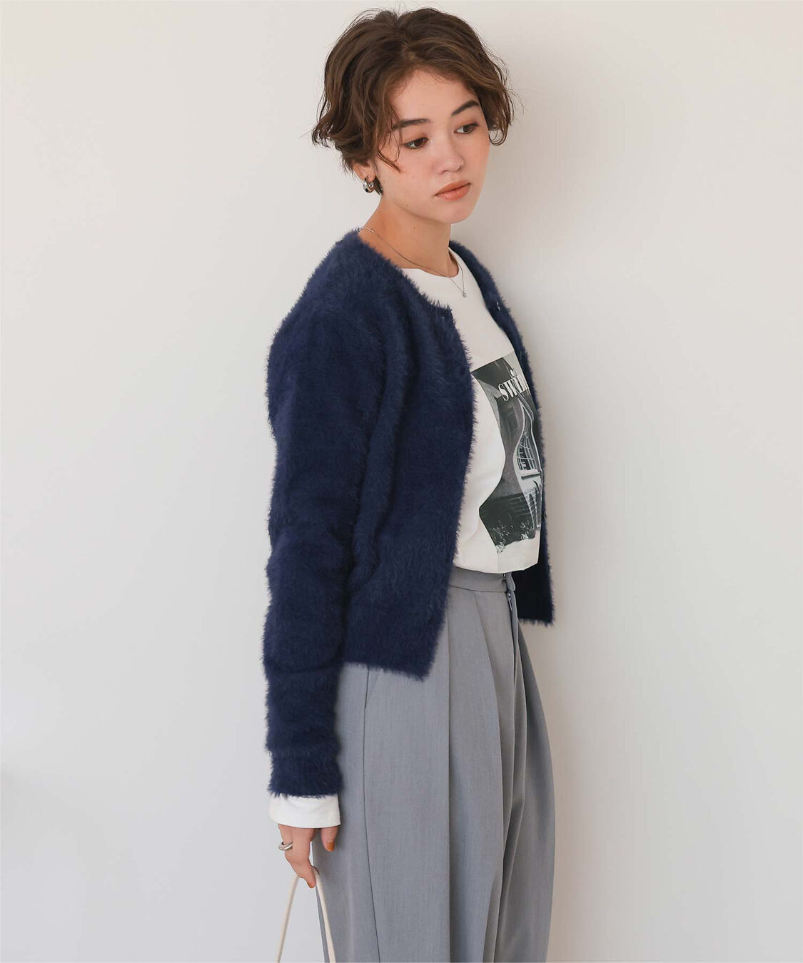 titivate「クルーネックミニシャギーニットカーディガン」|ニット・セーター|