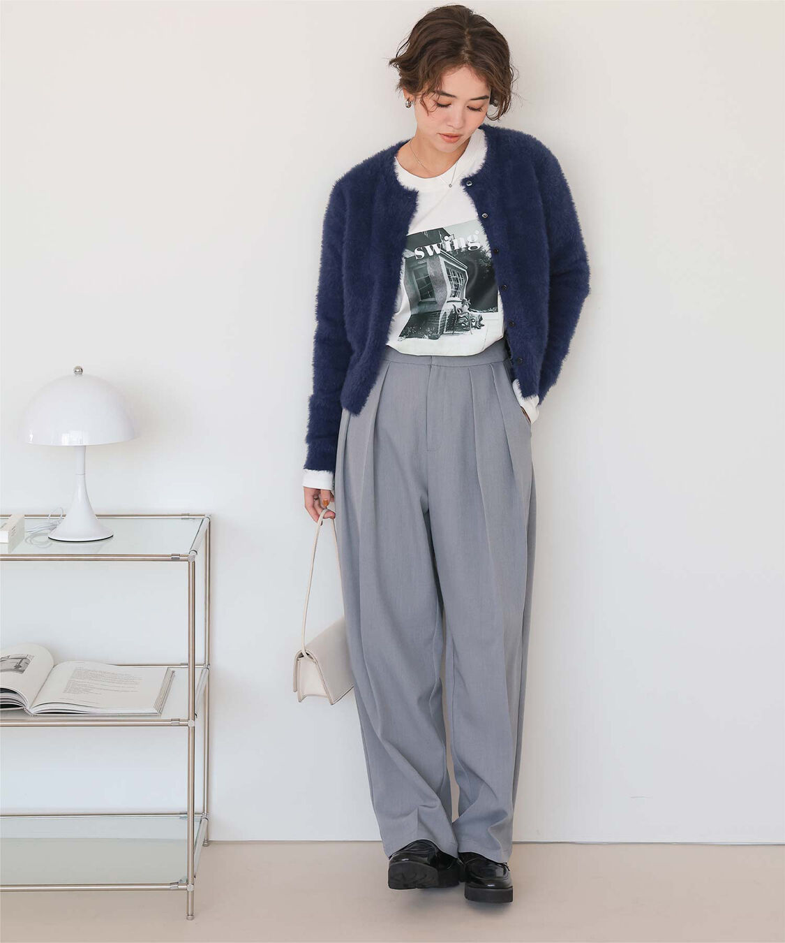 titivate「クルーネックミニシャギーニットカーディガン」|ニット・セーター|