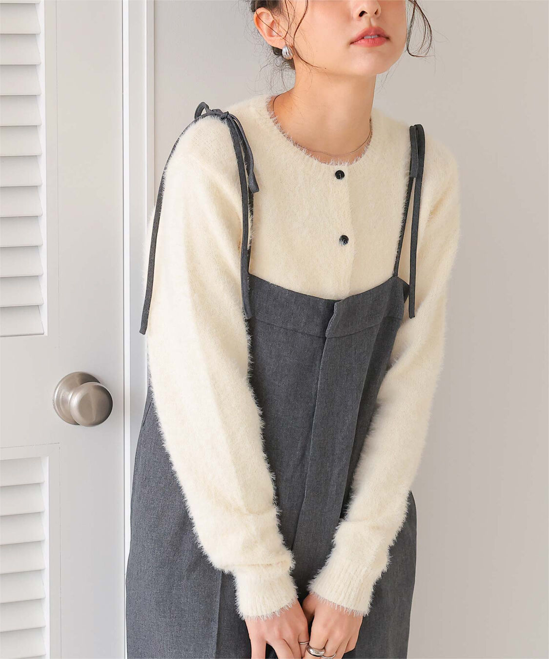 titivate「クルーネックミニシャギーニットカーディガン」|ニット・セーター|