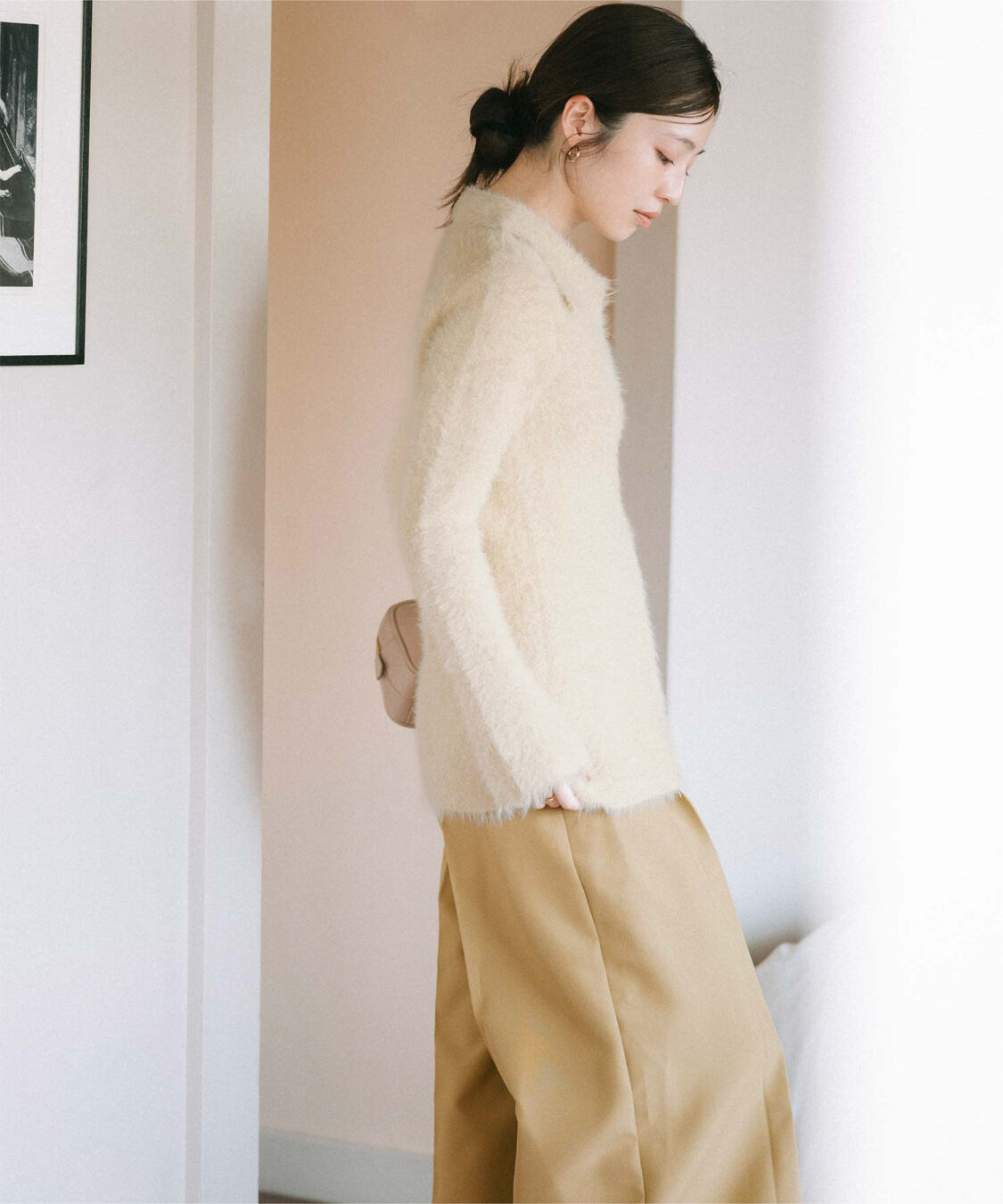 ur's「【yukiさんコラボアイテム】襟付きシャギーニットカーディガン」|ニット・セーター|