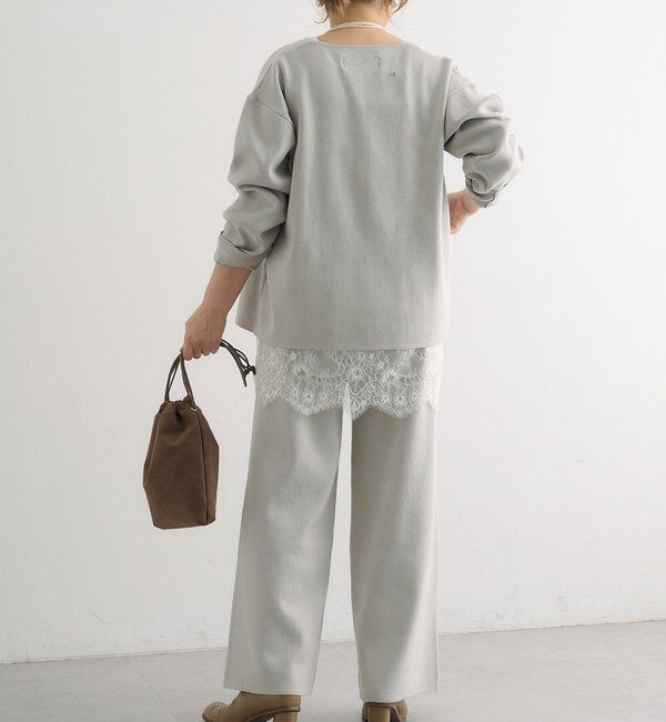  「【3点セット】ワッフルスクエアタンク＆Vネックカーデ+ワイドパンツセットアップ」|カーディガン|