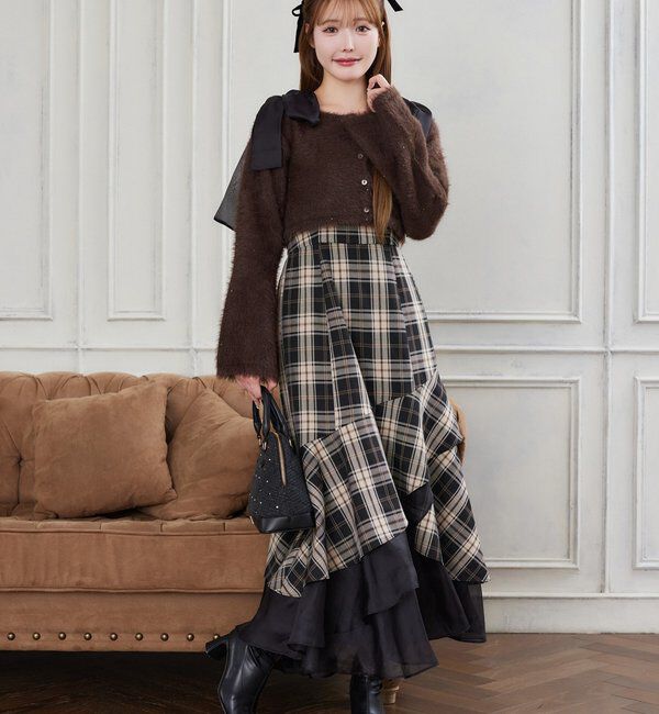  「【HolidayCollection】ニットSETイレヘムワンピース」|ワンピース|ブラウン系その他