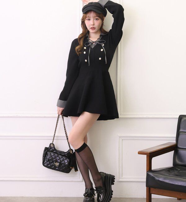  「シャツドッキングミニワンピース」|ワンピース|