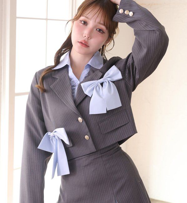  「【セットアップ可能】ビッグリボンテーラー」|ダウンベスト・ベスト|チャコールグレー