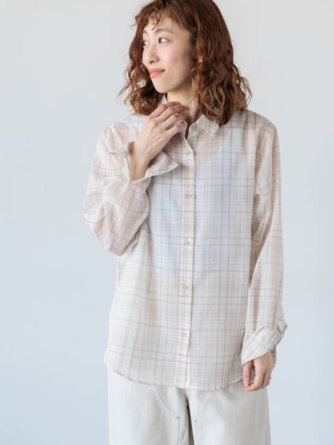 Lugnoncure「シアーチェックシャツ《2025spring catalog item》」|シャツ・ブラウス|オフホワイト