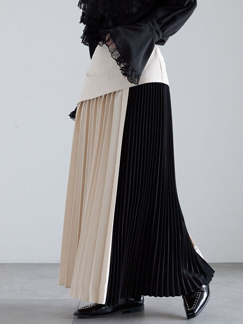 Te chichi「アシンメトリープリーツコンビスカート」|スカート|