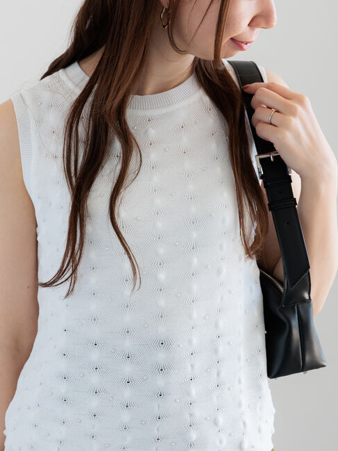 Te chichi「パールドットドリアン編みニット」|ニット・セーター|オフホワイト